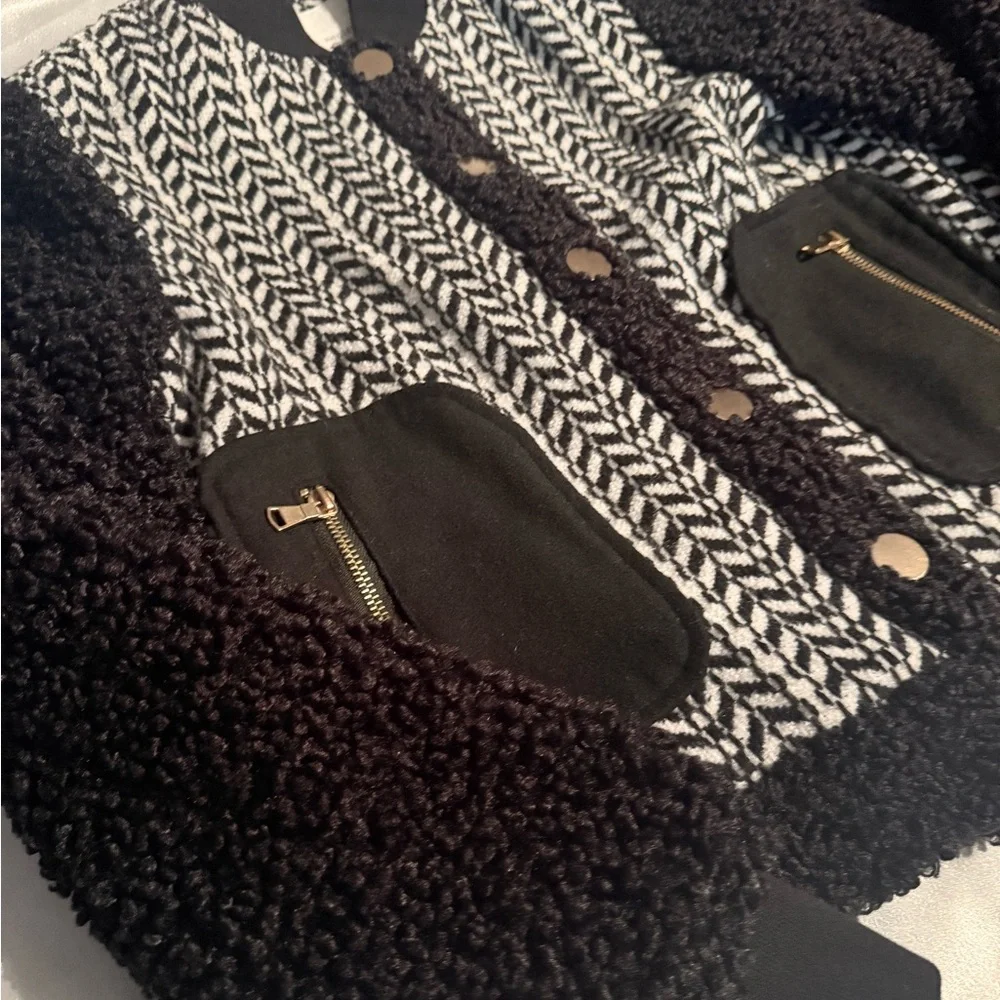 Anthropologie Avec Les Filles Tweed Sherpa Mix Jacket - XS - Picture 4 of 9